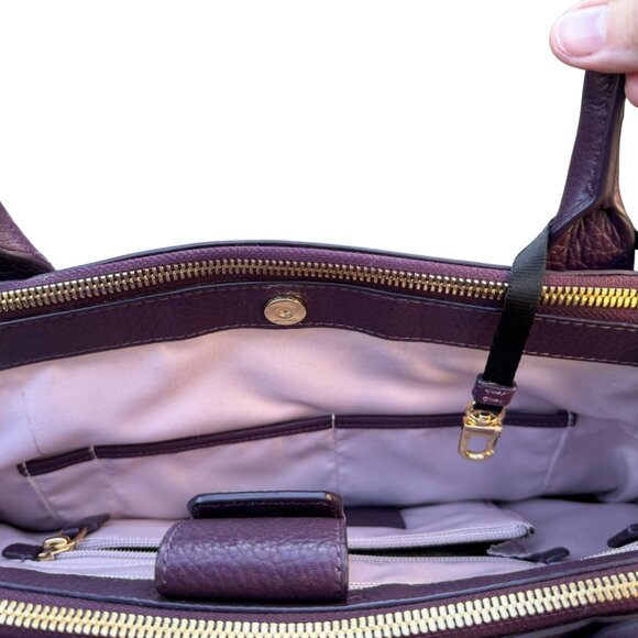 Tumi Women's Purple Leather Laptop Briefcase | Gold Hardware - Picture 10 of 13